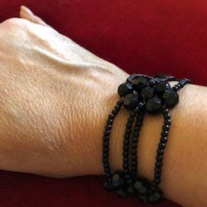 Black Beaded Stretch Bracelet